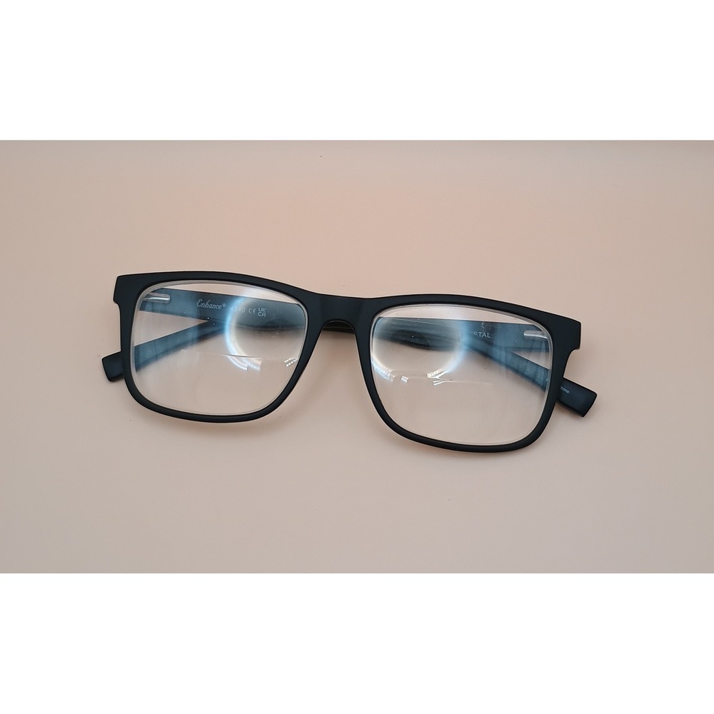 Enhance 4340 Matte Black Crystal Rectangular Eyeglasses Frames 56/18/150 Mens